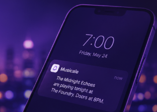 Phone lock screen with a Musicale show reminder